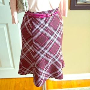 Ann Taylor LOFT Purple Plaid Skirt