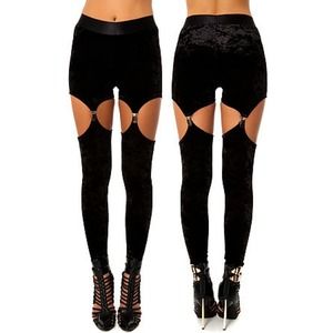 🚫TRADE🚫 Velvet Cut-Out Garter Legging in Black