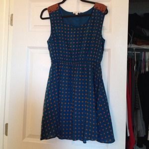 Polka dot (square!) teal dress
