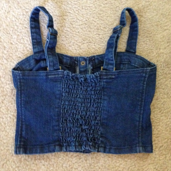 SOLD!! Dark denim bustier crop top - Picture 2 of 3