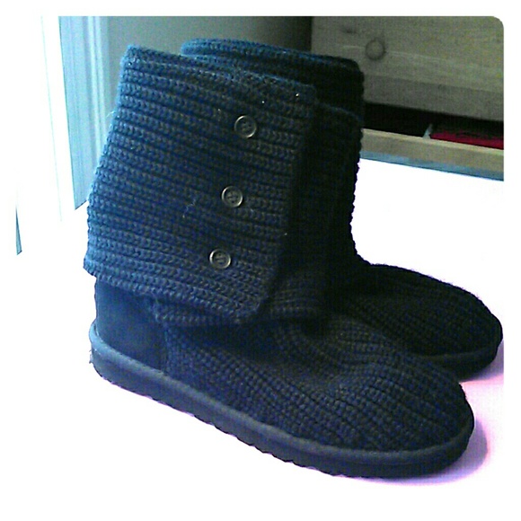 Black crochet ugg boots