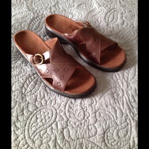 CLARKS Brown Leather Sandals