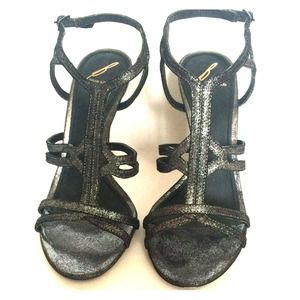 B Brian Atwood-Size 7-Gunmetal Metallic Heel