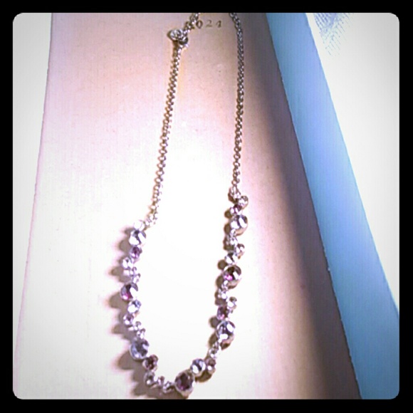 Napier Purple & white stones & silver necklace .