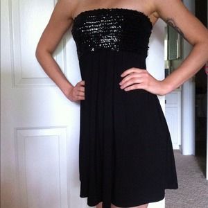 Black sequin top mini dress