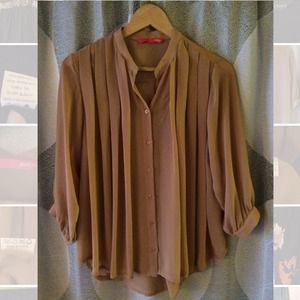 Pinkyotto Nude Tan Sheer Blouse OS 3/4 Sleeves