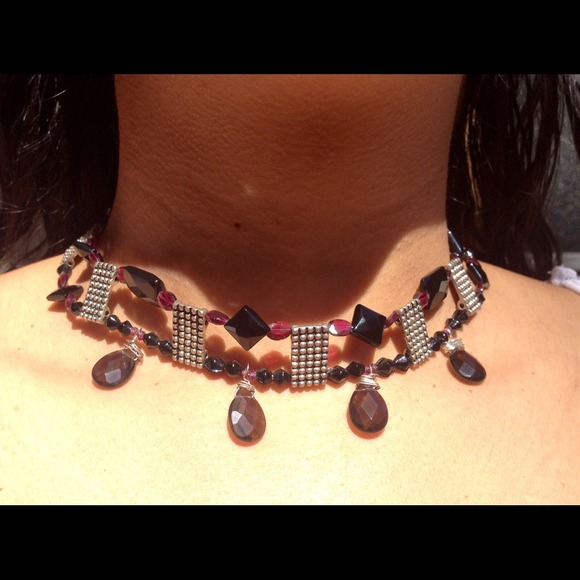 Victorian goth antique style gemstone choker - Picture 2 of 2