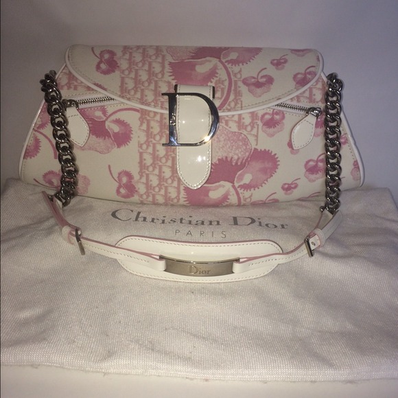 Dior-White w/pink floral-shoulder bag