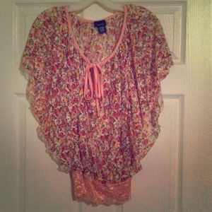 Pink lace floral top