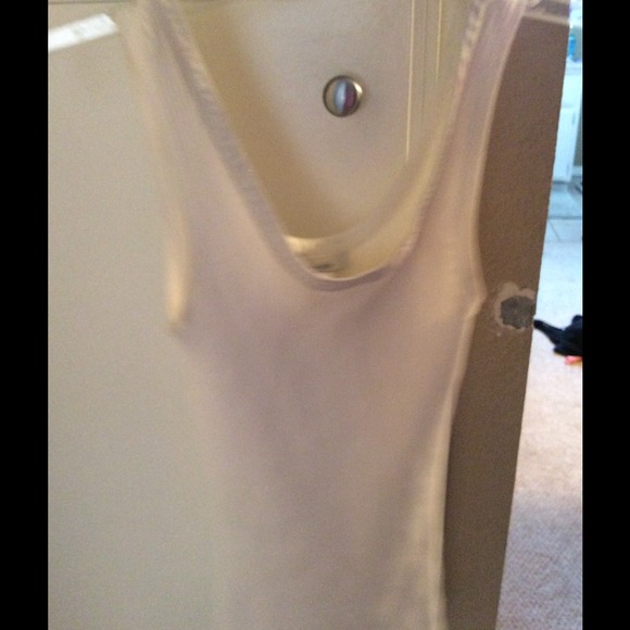White tank with leather on sleeves - Picture 2 of 2