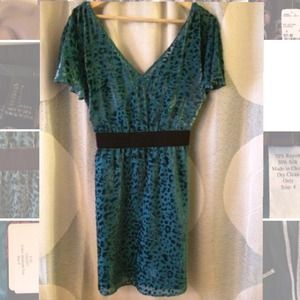 Tracy Reese frock! Leopard turquoise dress sz4