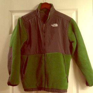 Boys XL North Face Denali - Green and Gray