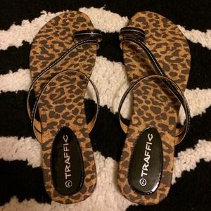 Leopard print flip flop