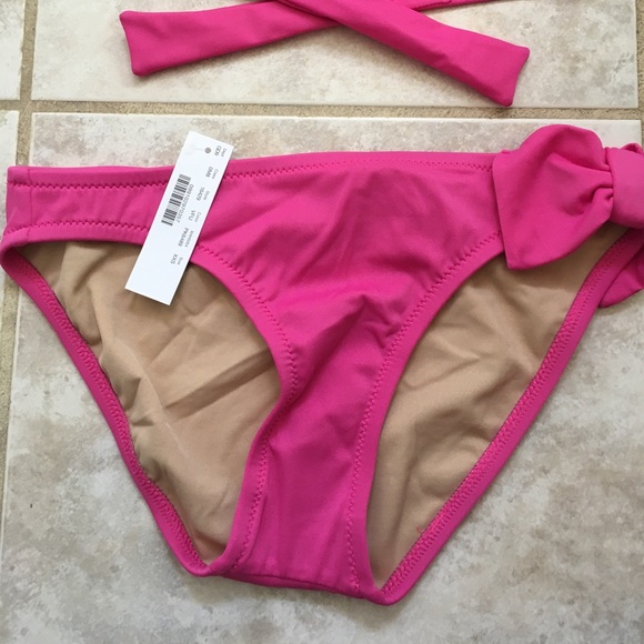J. CREW | Dark Pink Fuchsia Swim Bow Bandeau Bikini XXS NWT - Picture 4 of 8