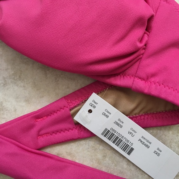 J. CREW | Dark Pink Fuchsia Swim Bow Bandeau Bikini XXS NWT - Picture 5 of 8