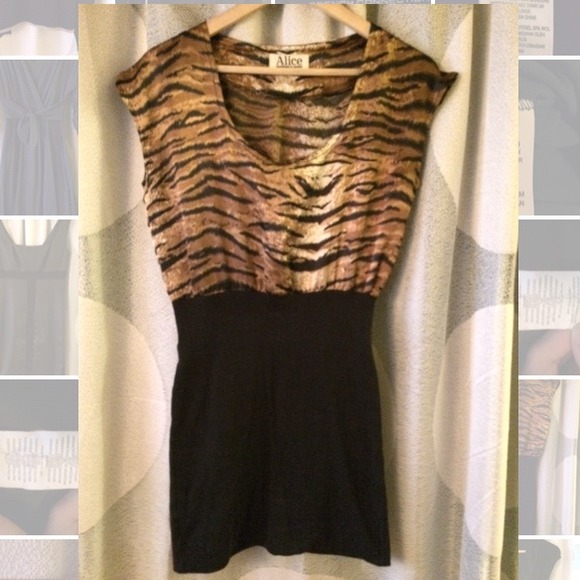Tiger print silk top mini dress