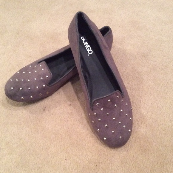 Brand New Gray Suede Studded Oxford Flats