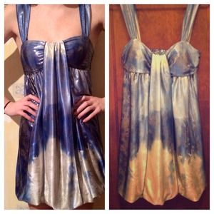 Beautiful blue and ivory shimmer cocktail dress