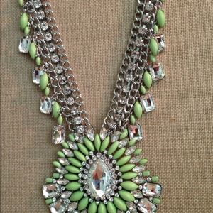 Light green and crystal statement necklace.