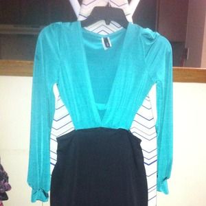 new teal n black dress