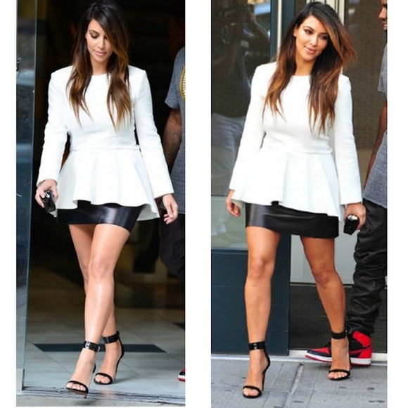 Long sleeve white peplum top