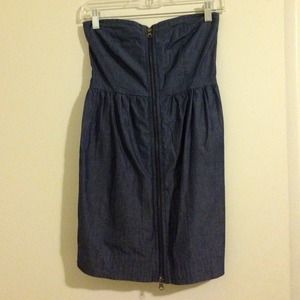 Denim zip up dress
