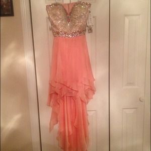 Sherri Hill Size 8 High Low Coral Prom Dress
