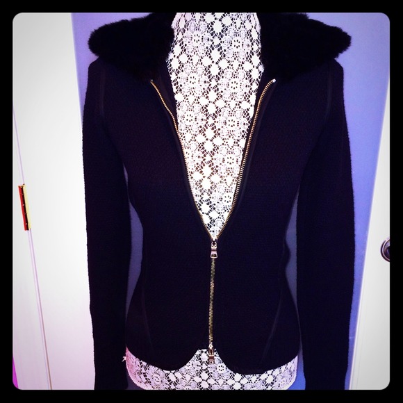A/X Armani Exchange Jackets & Blazers - Armani Exchange Black Fur Hoodie