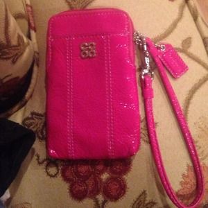 Coach pink wristlet/wallet
