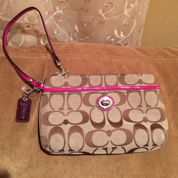 Coach Clutches & Wallets - New coach khaki/pink signature wristlets