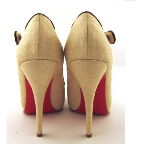 SOLD❤️Christian Louboutin linen peep toe MaryJanes - Picture 2 of 4