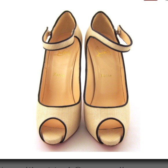 SOLD❤️Christian Louboutin linen peep toe MaryJanes - Picture 3 of 4