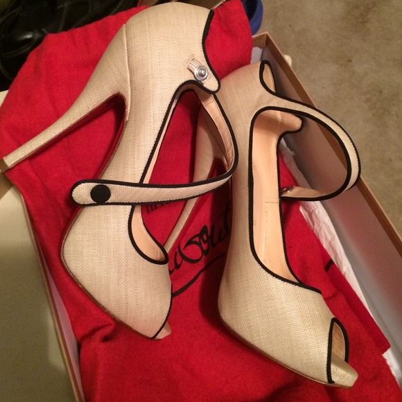 SOLD❤️Christian Louboutin linen peep toe MaryJanes - Picture 4 of 4