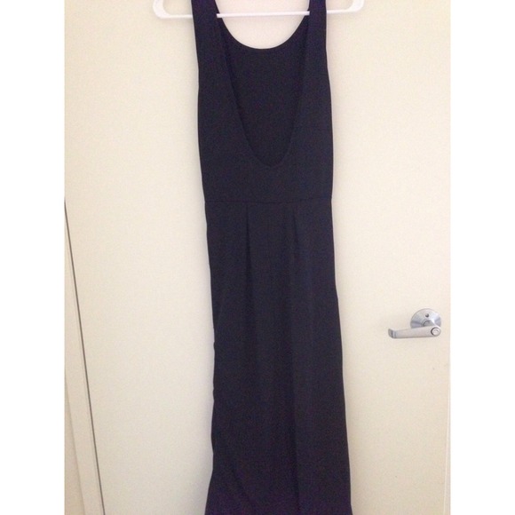 Black maxi dress with low U-back.
