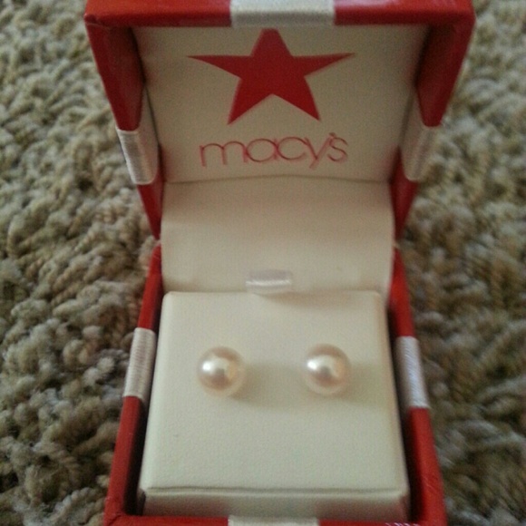 Fine pearl stud earrings from Macy's