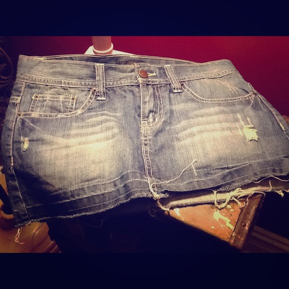 Machine Premium Denim,Med,Destroyed/Frayed,Skirt