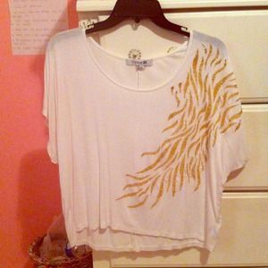 Forever21 white flowy tiger design top