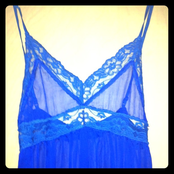 Royal blue sheer long dress