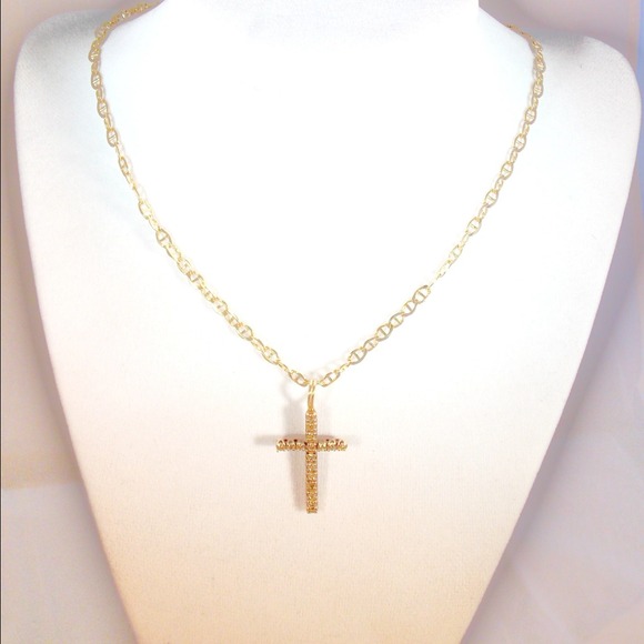 14 k Gold chain with diamond cross.