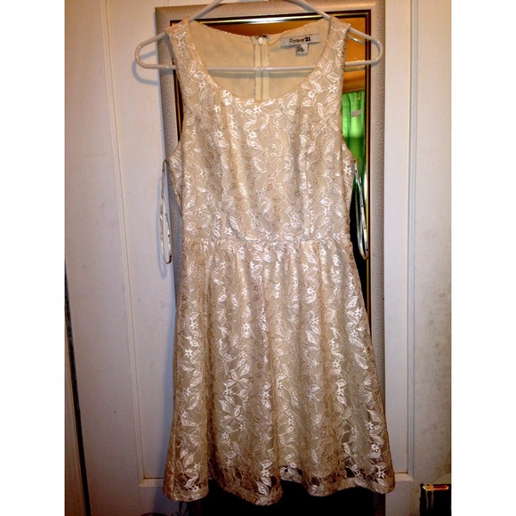 🌸Traded🌸Cream Lace Skater Dress!