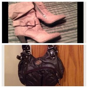 Boots & purse& black lace top ♥️Bundled