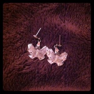 Super pretty transparent glass butterfly earrings