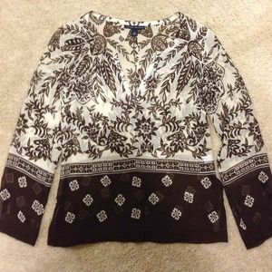 🎉HP 3/8🎉Cream and brown sheer tunic top