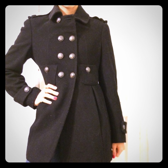 Black military style pea coat