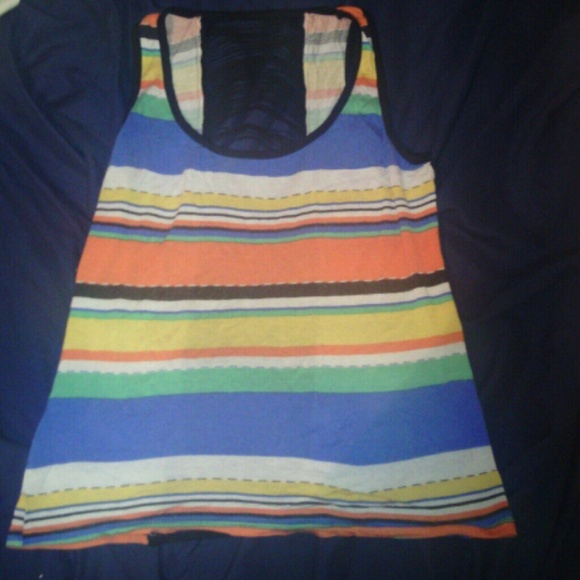 Striped summer tank with sexy back frings - Picture 1 of 2