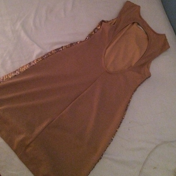 Tan and gold back out shoulder-less dress 👗❤️ - Picture 4 of 4