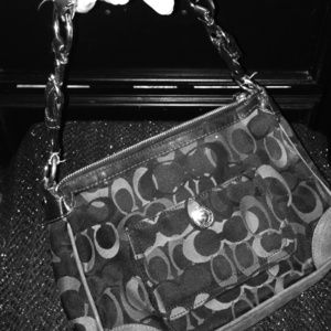 Grey and Black coach purse