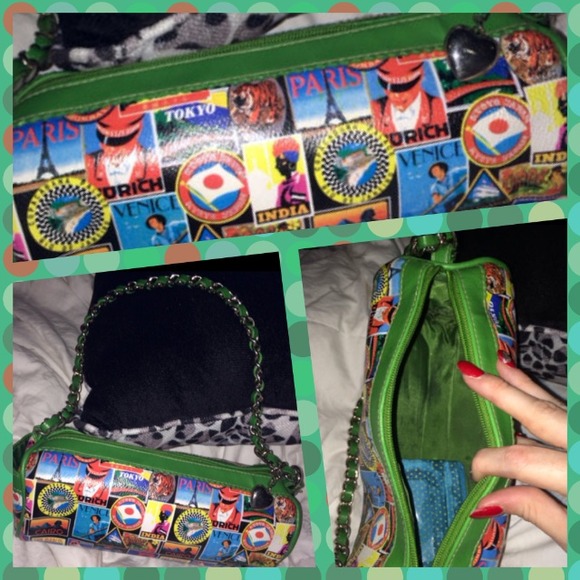 Cute green purse with city names