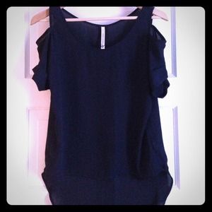 ADORABLE navy blue shoulder exposed blouse!!!