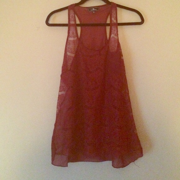 Maroon lace racer back